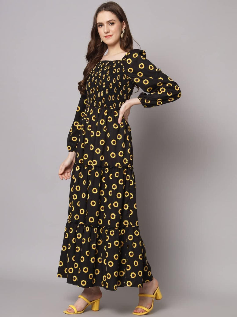 Styleville,Long Flare Printed Maxi Dress