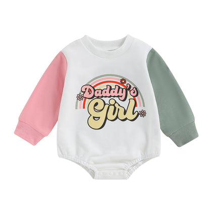 DuAnyozu Baby Girl Fall Clothes Newborn Oversized Sweatshirt Romper Color Block Crewneck Sweater Onesie Cute Outfit 0-3 M