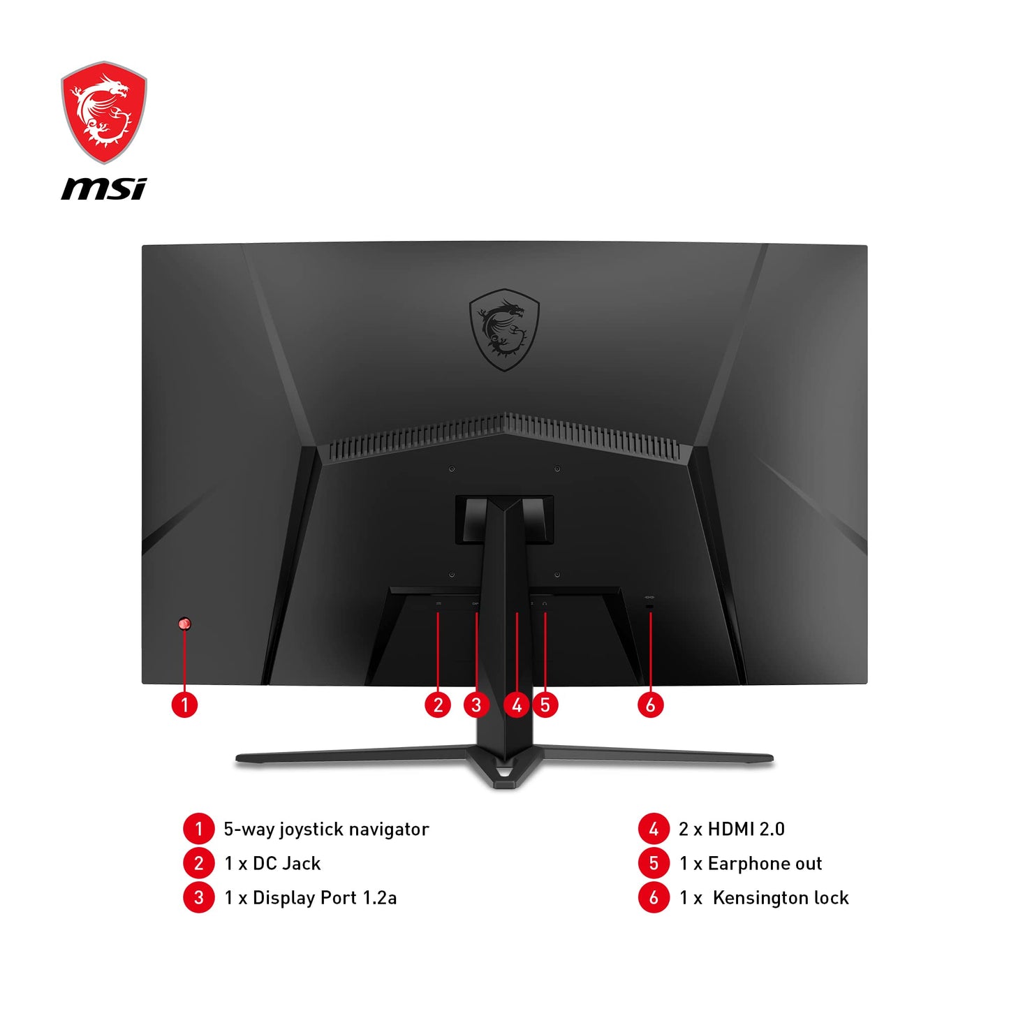 MSI G32C4X 32Inch FHD Curved Gaming Monitor - 1500R 1920 x 1080 VA Panel, 250Hz / 1ms, AMD FreeSync Premium, HDR Ready, DisplayPort, HDMI, Wide Color Gamut, Frameless, Night Vision, Black