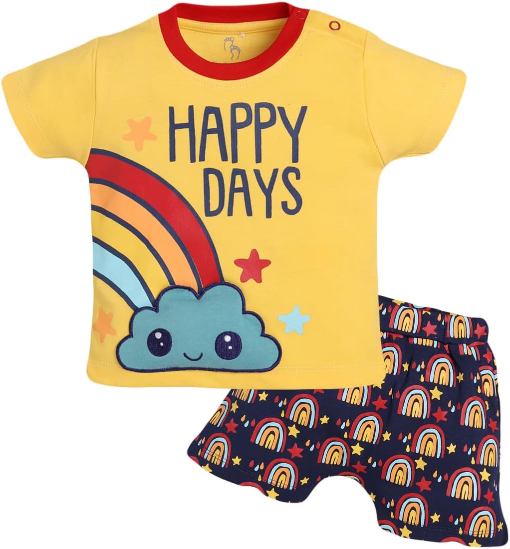 Baby Go 100% Pure Cotton Kids T-Shirt & Shorts for Baby Boys 3-6M
