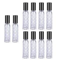 YORROR 10Pack 12ml Clear Glass Perfume Atomizer,Empty Refillable Spray Perfume Bottle,Portable Fragrance Perfume Dispenser for Travel,Fine Mist Small Spray Bottle(Black)