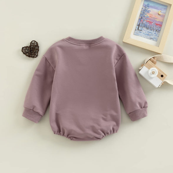 MERSARIPHY Baby Girl Boy Sweatshirt Romper Newborn Crewneck Long Sleeve One Piece Bubble Bodysuit Fall Neutral Infant Clothes 3-6 Months