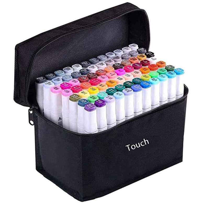 BeOne 80 Colors Touch Art Marker Pen, Artist Dual Head Sketch Copic Markers Set for School Drawing Painting, Coloring, Sketching and Drawing (White)