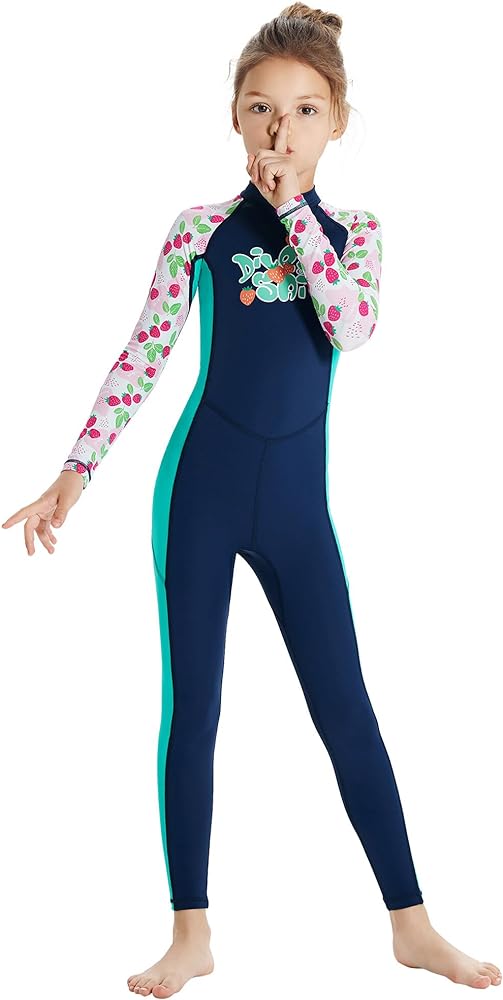 Happy Cherry Kids Wetsuits Girls Boys Neoprene Thermal Warm One Piece Swimsuit Long Sleeve UV Protection Back Zipper Rash Guard Diving Swimming Surfing 3-12 Years