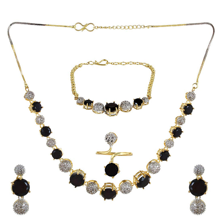 YouBella Stylish Fancy Party Wear Jewellery Gold Plated Jewellery Set for Women