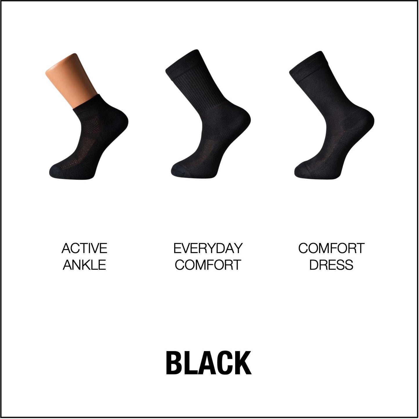 Protect iT - Ultimate Swiss Innovated Therapeutic Diabetic Socks (Made in the UK) (UK size 7-10, Comfort Dress (Black))