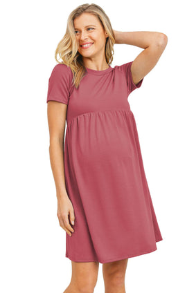 LaClef Women's Maternity Casual Mini T-Shirt Dress