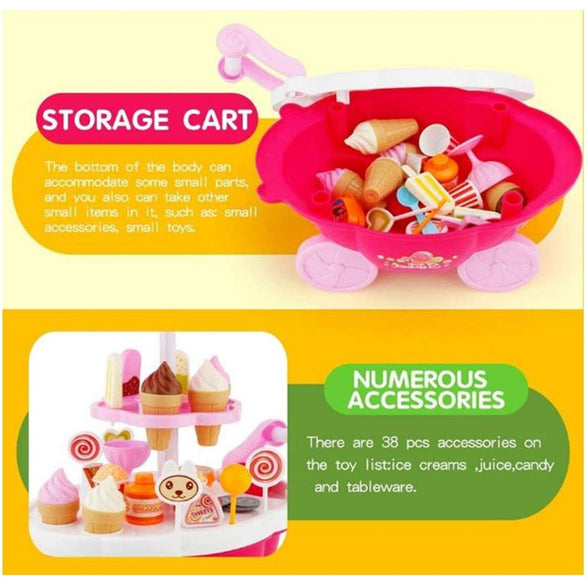 SAMSUNG Playset Toy Candy Ice Cream Car Toys Pretend Play Set Toy Pink Fun Toys 39 Pieces For Girls Gift