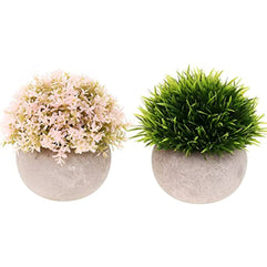 Beauenty 2 Packs Small Fake Potted Plants Artificial Mini Potted Plants,plastic Artificial Plants For Home Small Shrubs Decor Indoor Faux In Pots Centerpiece Set Office,bathroom