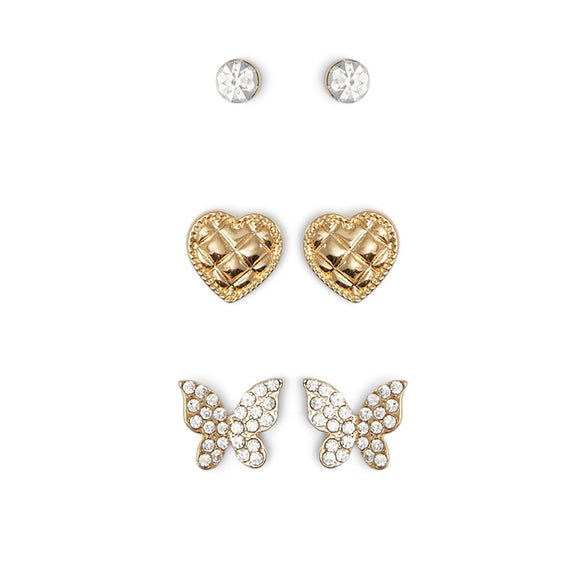ALDO Women's Ocaewan White Cubic Zirconia Pierced Earrings, Yellow Gold