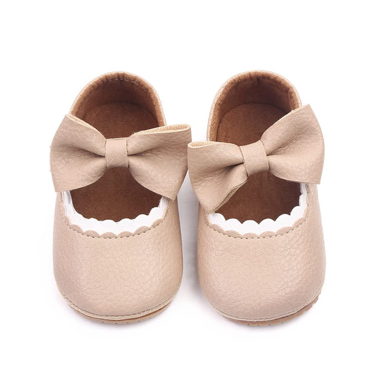 TSAITINTIN Baby Girls Mary Jane Flats Anti-Slip Bow Toddler Princess Dress Shoes, for 6 Months baby