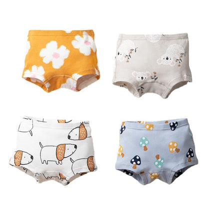 XZYIXYS 4-pack little girl's underwear,boxer panties,100% cotton,preschool children,cartoon,cute,comfortable,wearable in all seasons,4-5 Y