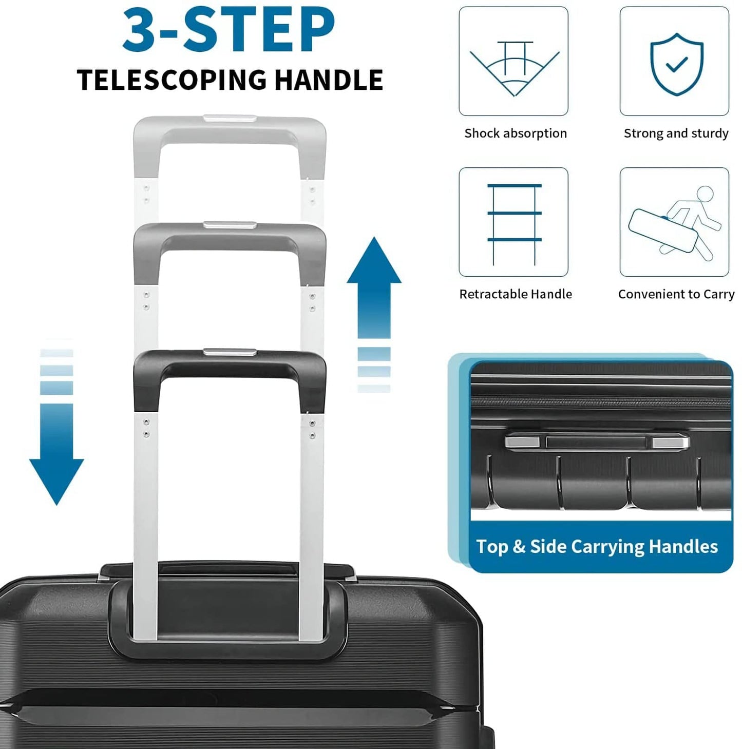 Luggage Sets Lightweight Clearance Expandable Hardside with Spinner Wheels for Travel(Black,2-Piece Set)