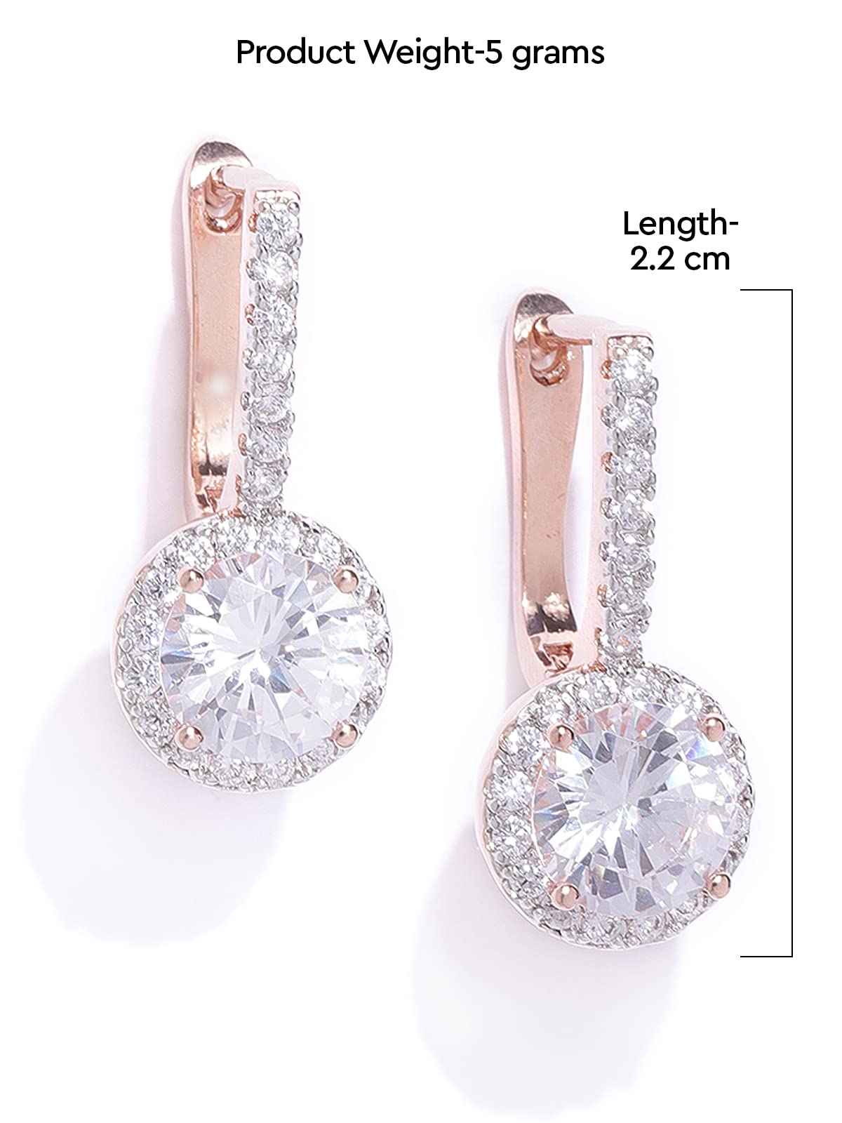 Zaveri Pearls Glittering Cubic Zirconia Studded Rose Gold Bali Earring For Women-ZPFK7993