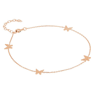 Alwan New Silver (Rose Gold Plated) Short Size Anklet with Butterflies for Women - EE5247BTR