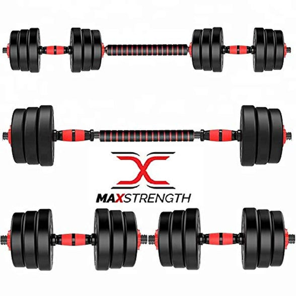 Max Strength- dumbbell and Barbell Set Weightlifting fitness black cement steel rubber adjustable dumbbell and Barbell Set 2 in 1