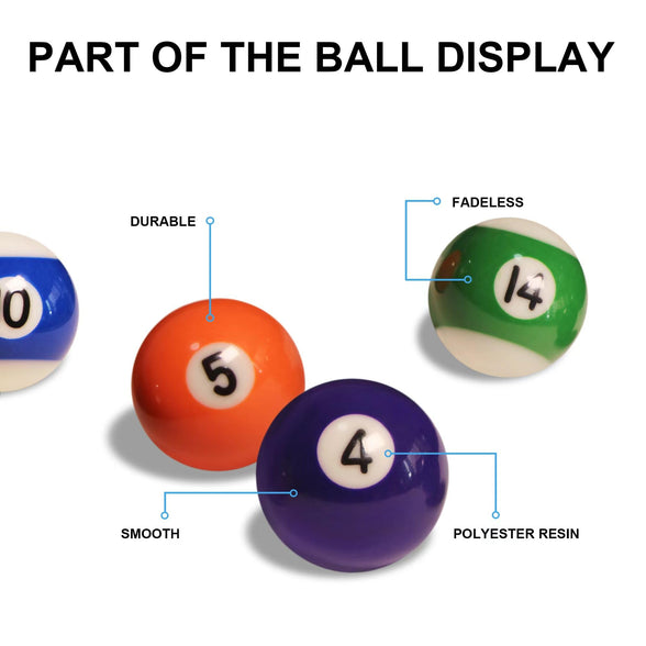 Billiard Balls Set 2-1/4 or 1-1/2 Inch Size Regulation/Mini American Pool Game Complete Full 16 Resin Balls