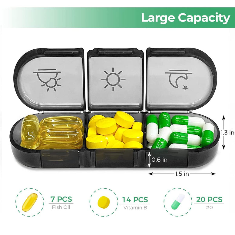 IBAMA Daily Pill Box Organizer 3 Times a Day, Portable 7 Days Travel Medicine Case with 21 Compartments, Pill Dispenser Container to Hold Vitamin/Fish Oil