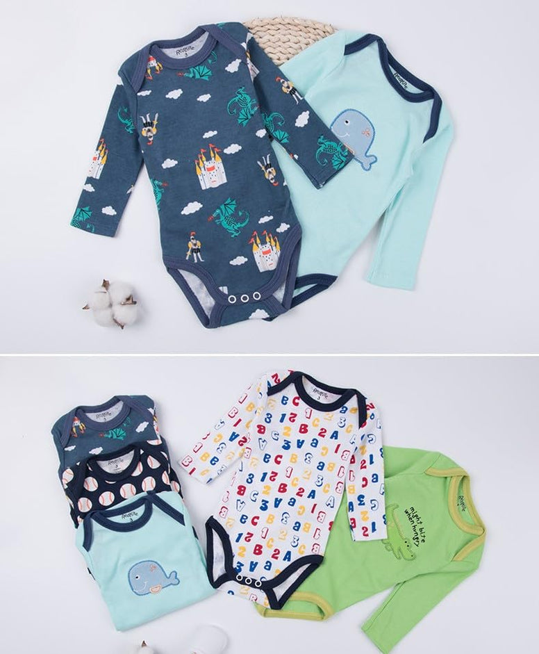 HALAYAYA Newborn Baby Girls Boys Clothes Accessories Set 5 Long-sleeved Bodysuits Color Random  0-3M