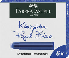 FABER-CASTELL FOUNTAIN PEN RED DESIGN MEDIUM NIB + 6 BLUE INK CARTRIDGES