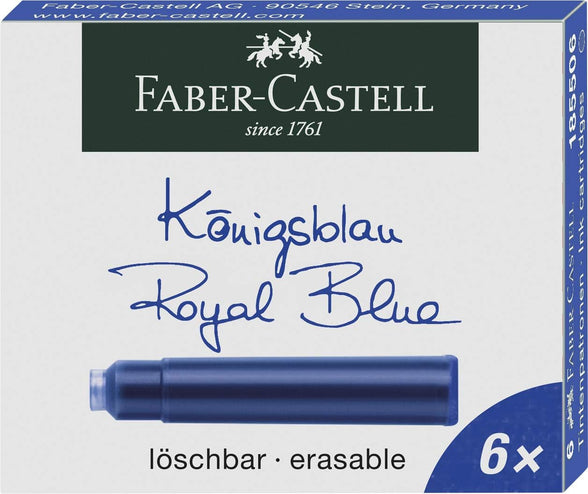 FABER-CASTELL FOUNTAIN PEN RED DESIGN MEDIUM NIB + 6 BLUE INK CARTRIDGES