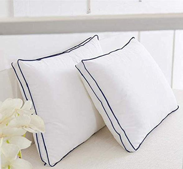 Hotel Linen Klub DEYARCO Princess Pack of 2 Down Feather Alternative Cotton Proof Pillow Double Piping 50x75cm,2600grms/set, White