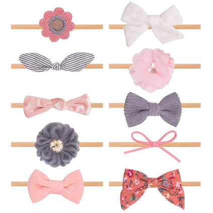 LIENJAER Baby Girls Nylon Elastic Headband Soft Flower Hair Band For Toddler Infant Newborn Set Of 10……