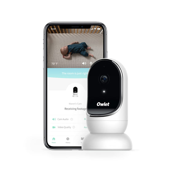 Owlet Cam Smart Baby Monitor - HD Video Monitor with Camera, Wide Angle Lens, Audio and Background Sound, Encrypted WiFi, Motion and Sound Notifications, Humidity, Room Temp, Night Vision, 2-Way Talk