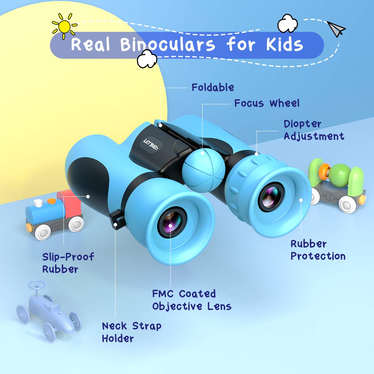 Binoculars Children's Magnification 8 x 21, Gift Boy Mini Binoculars Children's Toy from 3-12 Years, School Boy Outdoor Toy Telescope Children's Day Gifts for Small Boys