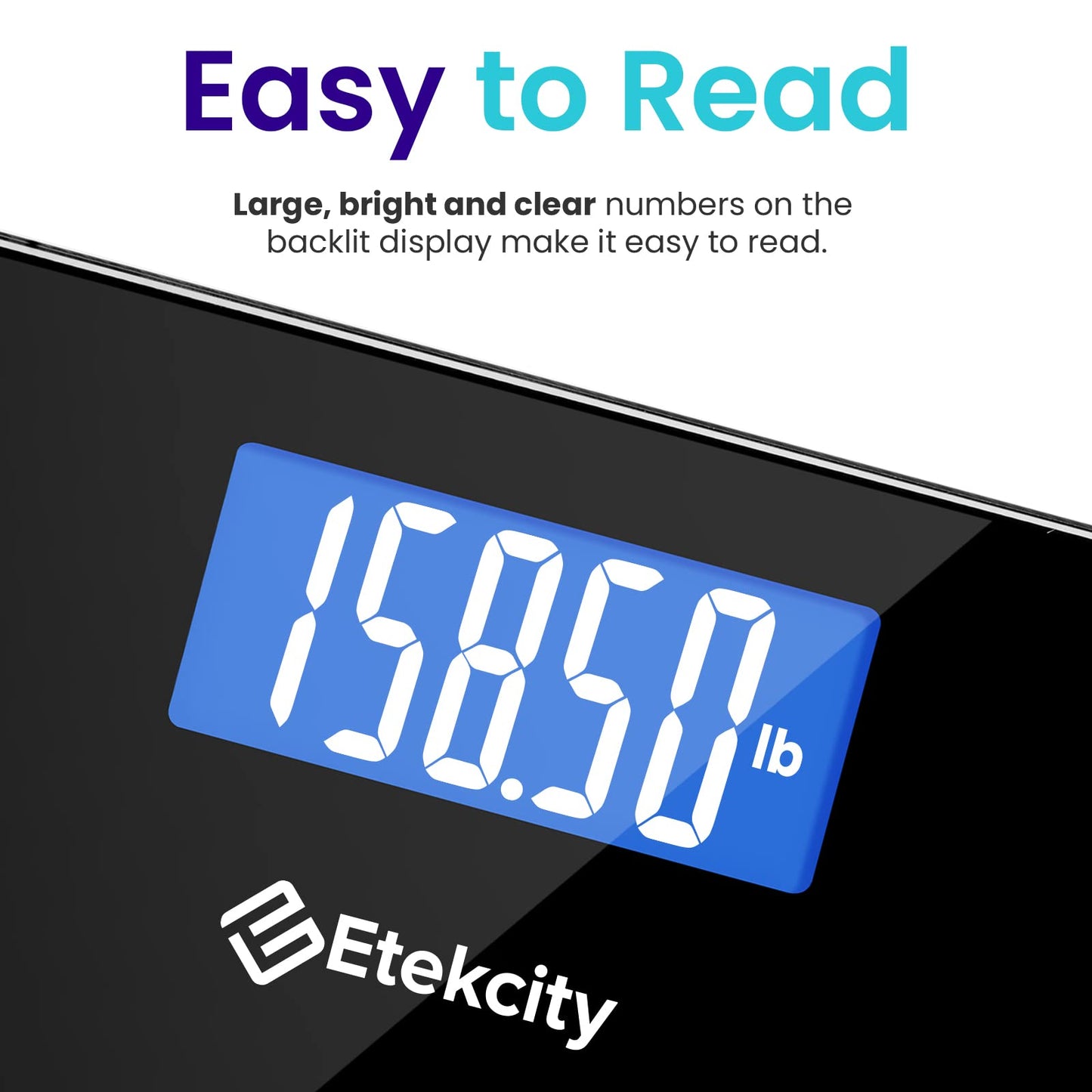 Etekcity Bathroom Scale for Body Weight, Highly Accurate Digital Weighing Machine for People, Large Size and Backlit LCD Display, 6mm Tempered Glass, 400 Pounds