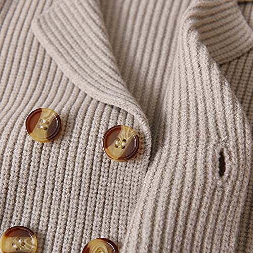 Little Kids Boys Sweater Knit Blazer Crochet Elegant Notched Collar Double Breasted Sweater Suit Coat (12-18 Months)