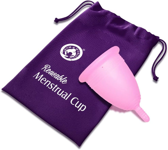 Mom & World Reusable Menstrual Cup For Women, 100% Medical Grade Silicone, Odor and Rash Free, No leakage (Large)