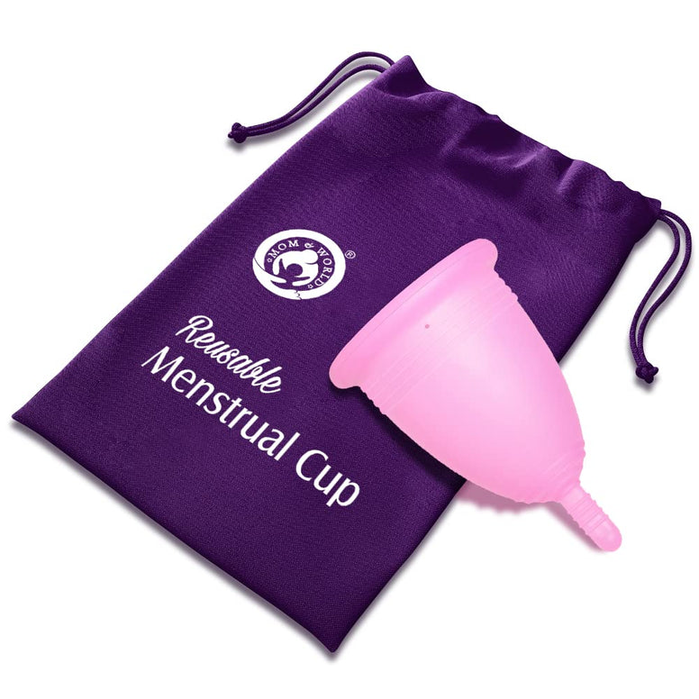 Mom & World Reusable Menstrual Cup For Women, 100% Medical Grade Silicone, Odor and Rash Free, No leakage (Large)