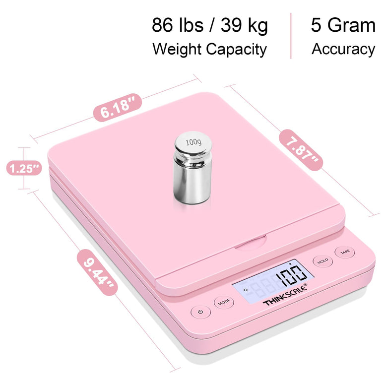 THINKSCALE Shipping Scale, 86lb/0.1oz Potals Scale with Sweet Pink Style