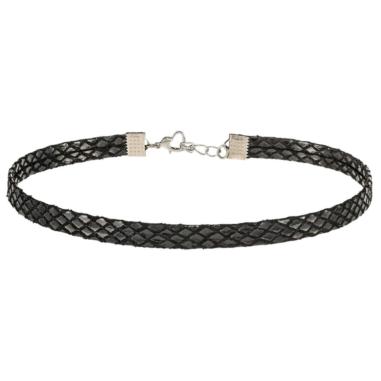 Alwan Snake Pattern Leather Choker Necklace for Women - EE3733NA