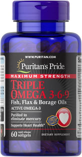 Puritan's Pride Omega 3-6-9 Maximum Strength (60 Soft Gels)