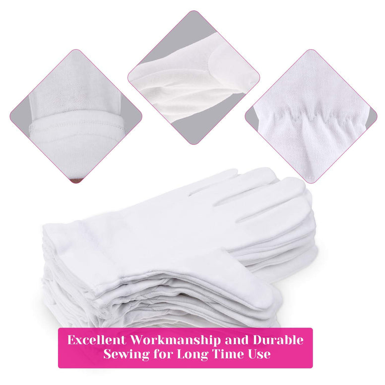 100% Cotton Gloves for Eczema, Selizo 10 Pairs White Cotton Gloves for Women Dry Hands, Moisturizing Cosmetic Night Gloves for Eczema, Dry Hands Moisturizing, Sensitive Irritated Skin Spa Therapy Secu