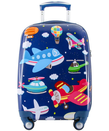 GURHODVO Kids Carry On Luggage for Boy's, Girl's Children Rolling Suitcase with 4 Spinner Wheels Hardshell Case for Toddler to Travel (airplane), b-pla, 20.5 Inch x 8.3 Inch x 13 Inch