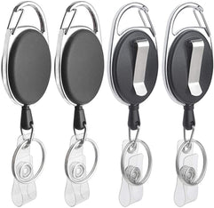 ELECDON 4 Packs Retractable Keychain, Badge Holder Reel Clip, Heavy Duty Name Tag ID Card Holder, Keychain Ring Carabiner, Keys Cards ID Badges, for Hung on Waist, Chest, Backpack, Trouser Pocket