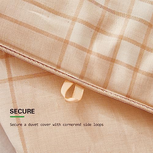 Leisurely Collection Comforter 2023 Upgraded Bed Quilt All Season 100% Cotton Quilted - Lightweight Soft Breathable Fluffy with Corner Ties (Plaid King)
