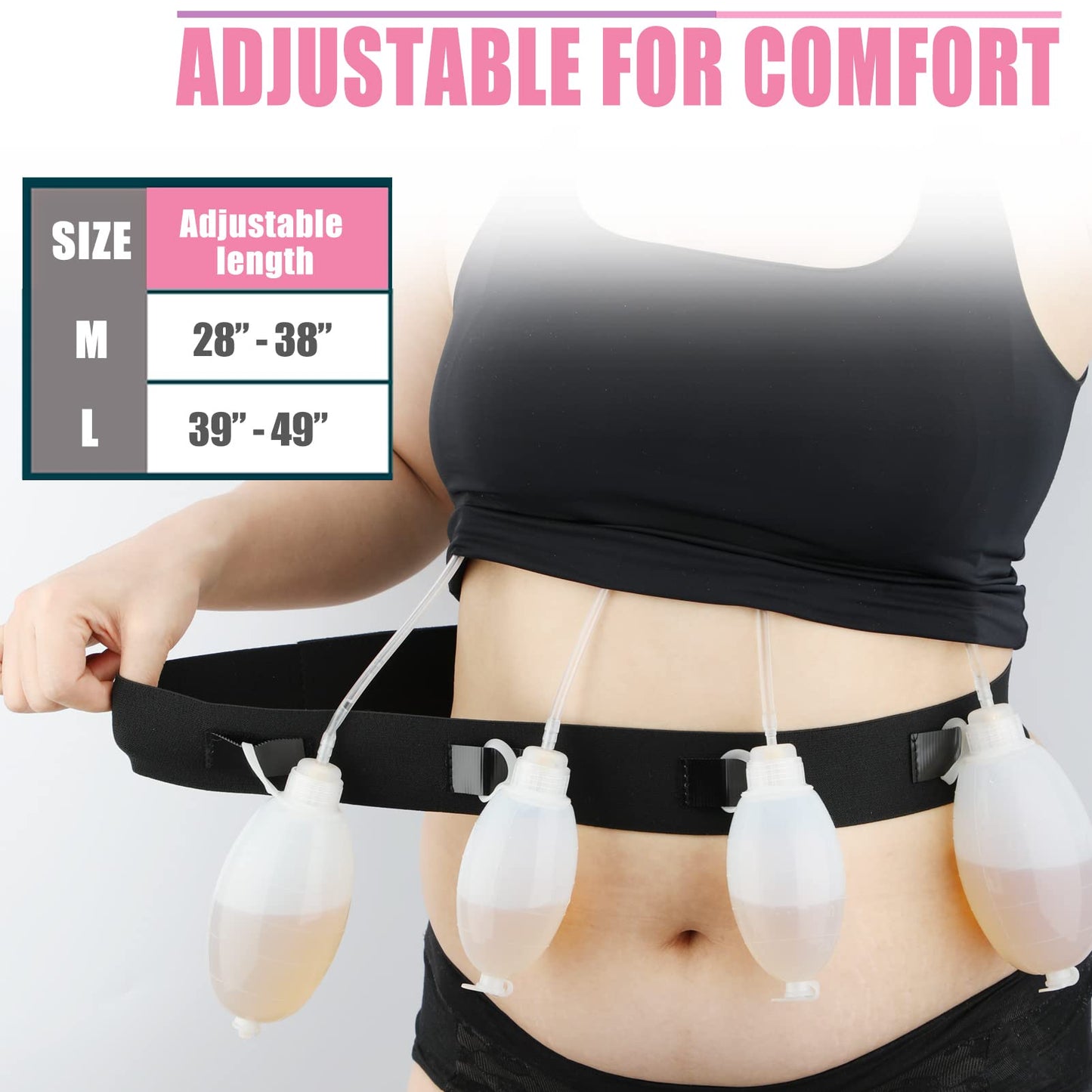 Mastectomy Drain Holder Drainage Waist Belt JP Drain Breast Reconstruction Must Haves Supplies After Tummy Tuck for Bulbs Manage Up to 8 Bulb(Pack of 2)