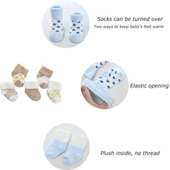 MAMIMAKA Unisex Baby Terry Socks 5-Pack for Baby boy and girl 0-12 Months Warm Cotton Socks