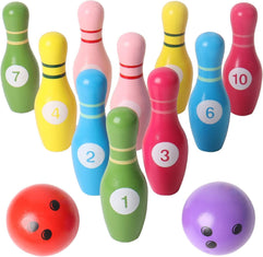 Color Wooden Digital Bowling Toy, Suitable for Indoor and Outdoor Sports Games for Toddlers, Children and Adults, Gifts for Boys and Girls Over 3 Years Old