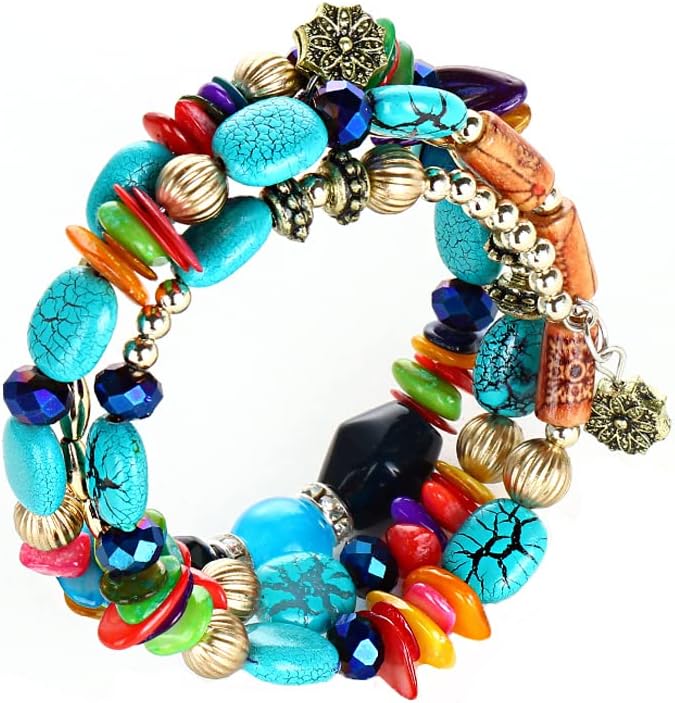 Yellow Chimes Non Precious Metal Bohemian Wrap Charm Bracelet for Women (Multi-Colour) (YCFJBR-629HBNJRF-BL)