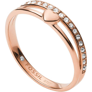 Fossil Women's heart ring made of rose gold-plated stainless steel