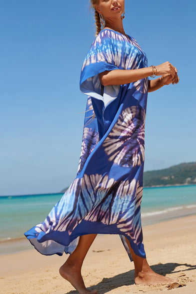 YouKD Women's Long Kaftan Bohemian Beach Swimsuit Cover Up Dress Plus Size Robe