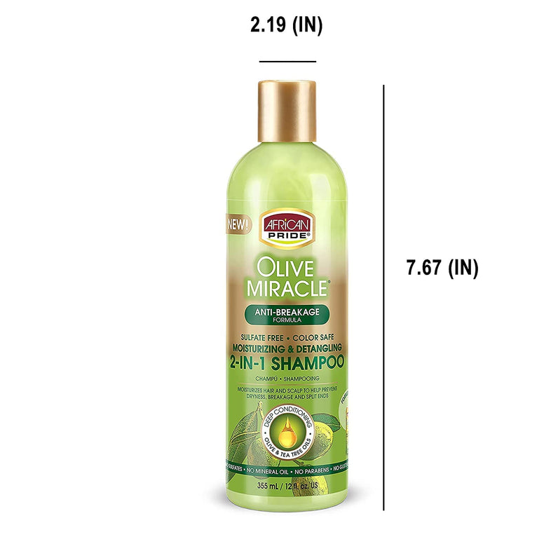 African Pride Olive Miracle Anti-Breakage 2 in 1 Shampoo and Conditioner 355 ml/12 fl.oz