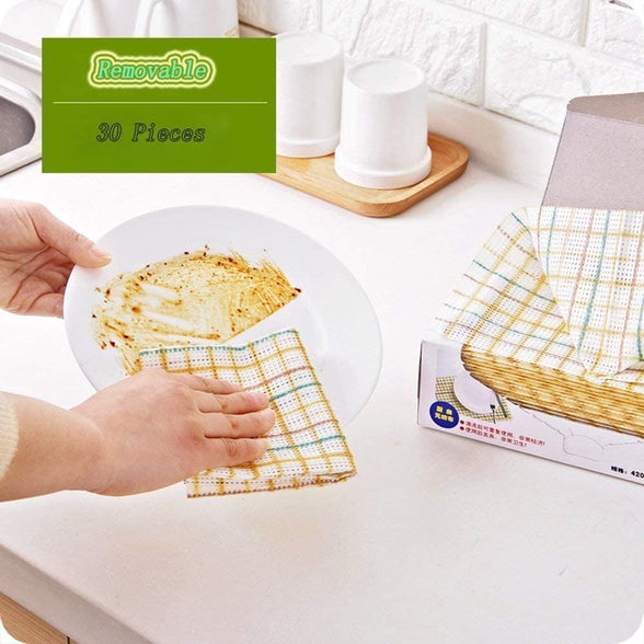 Cleaning Towels Disposable Dish Cloths Nonstick Fiber Cleaning Wipes House Cleaning Cloth Wiping Rags, Absorbent, Dry Quickly, A Box of 30 Pcs