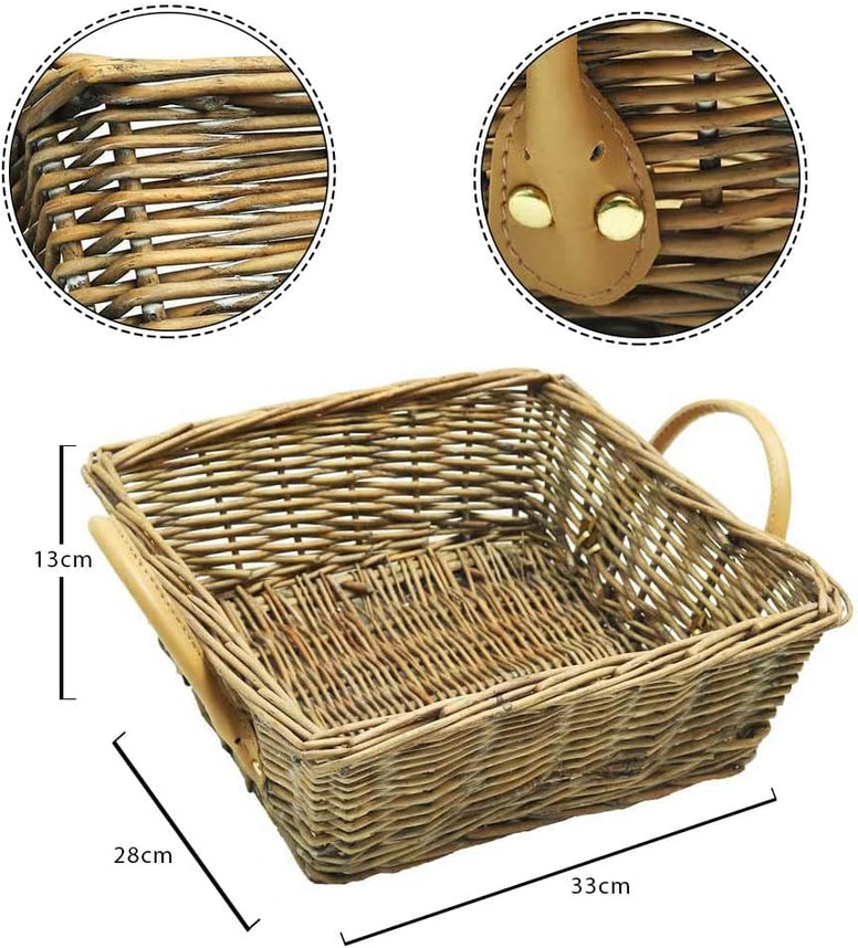 YATAI Handmade Natural Rattan Seagrass Woven Basket - Storage Baskets For Fruits - Woven Picnic Basket - Picnic Basket With Handles - Beach Bag Laundry Basket Toy Storage Organizer Bin (S)