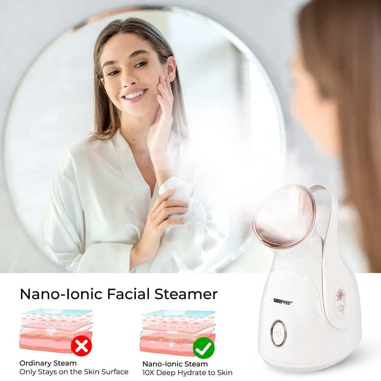 Geepas Facial Steamer, One Touch Operation, 280W, GFS63041 -100ml Capacity,Rapid Mist In 50sec,Steamer for Pores with Warm Mist Humidifier Atomizer and Sauna Inhaler| 2 Years Warranty